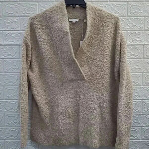 NWT Vince Crimped Shawl Sweater Oatmeal SZ Large cashmere/ merino wool/ acrylic